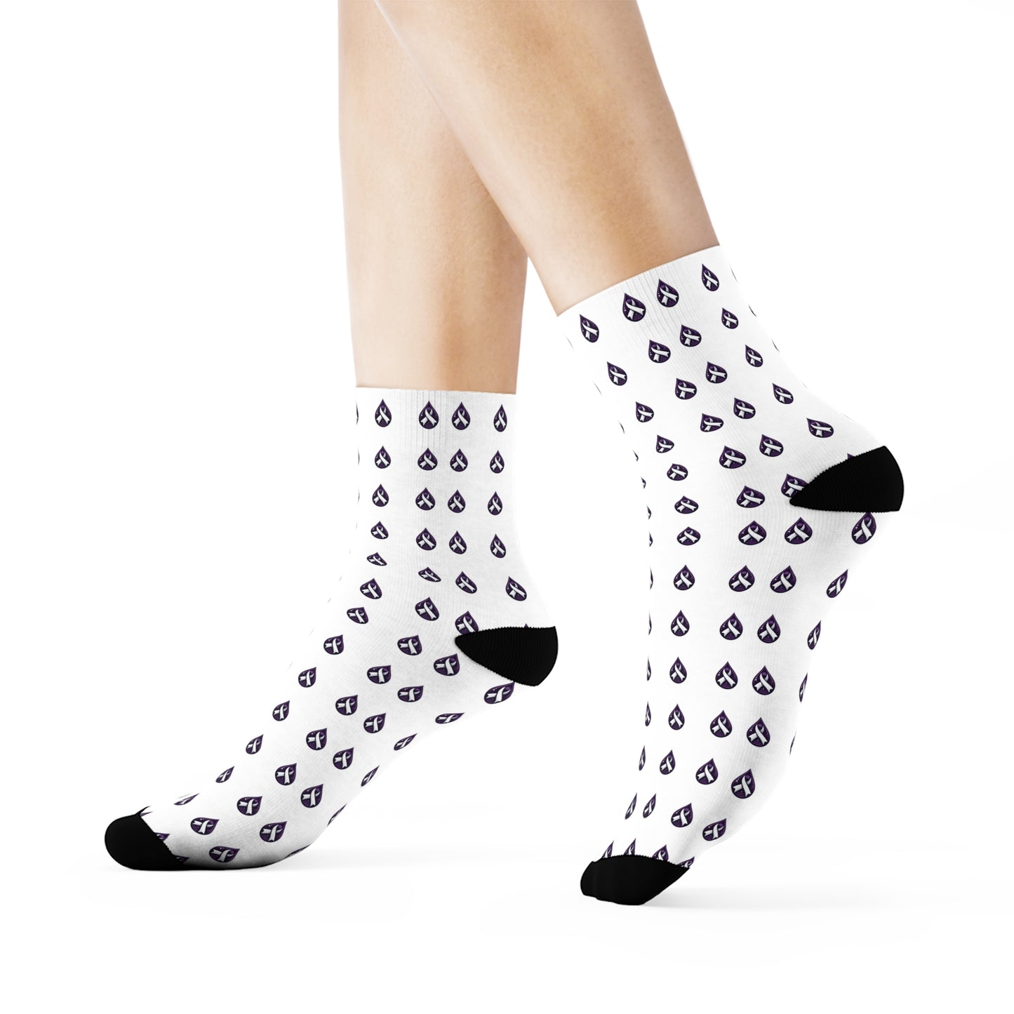 Sjögren's Disease Teardrop Pattern Crew Socks (White)