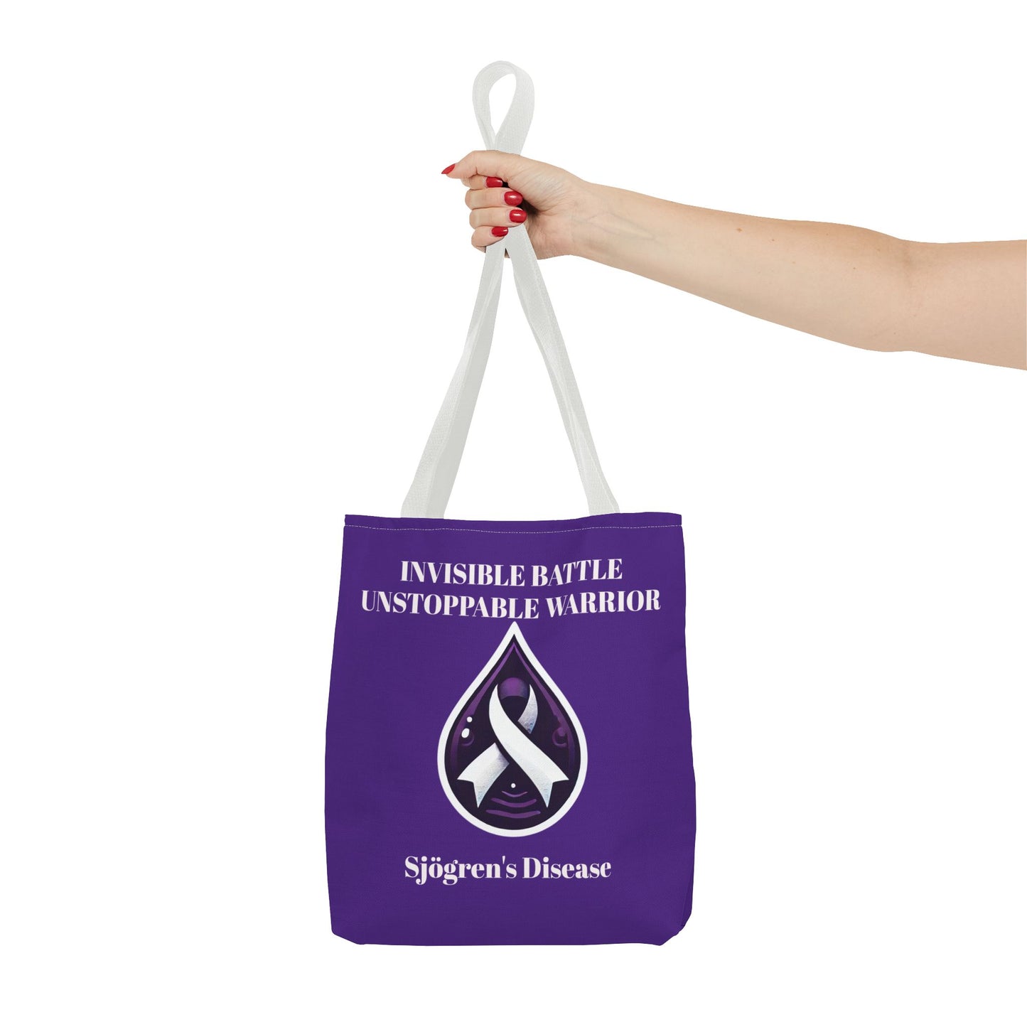 Invisible Battle Unstoppable Warrior Tote Bag - Sjögren's Disease Awareness (Dark Purple)