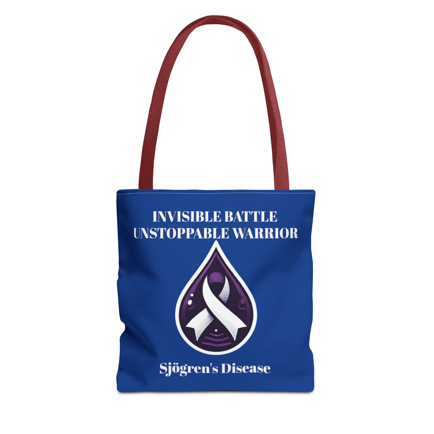 Invisible Battle Unstoppable Warrior Tote Bag - Sjögren's Disease Awareness (Dark Blue)