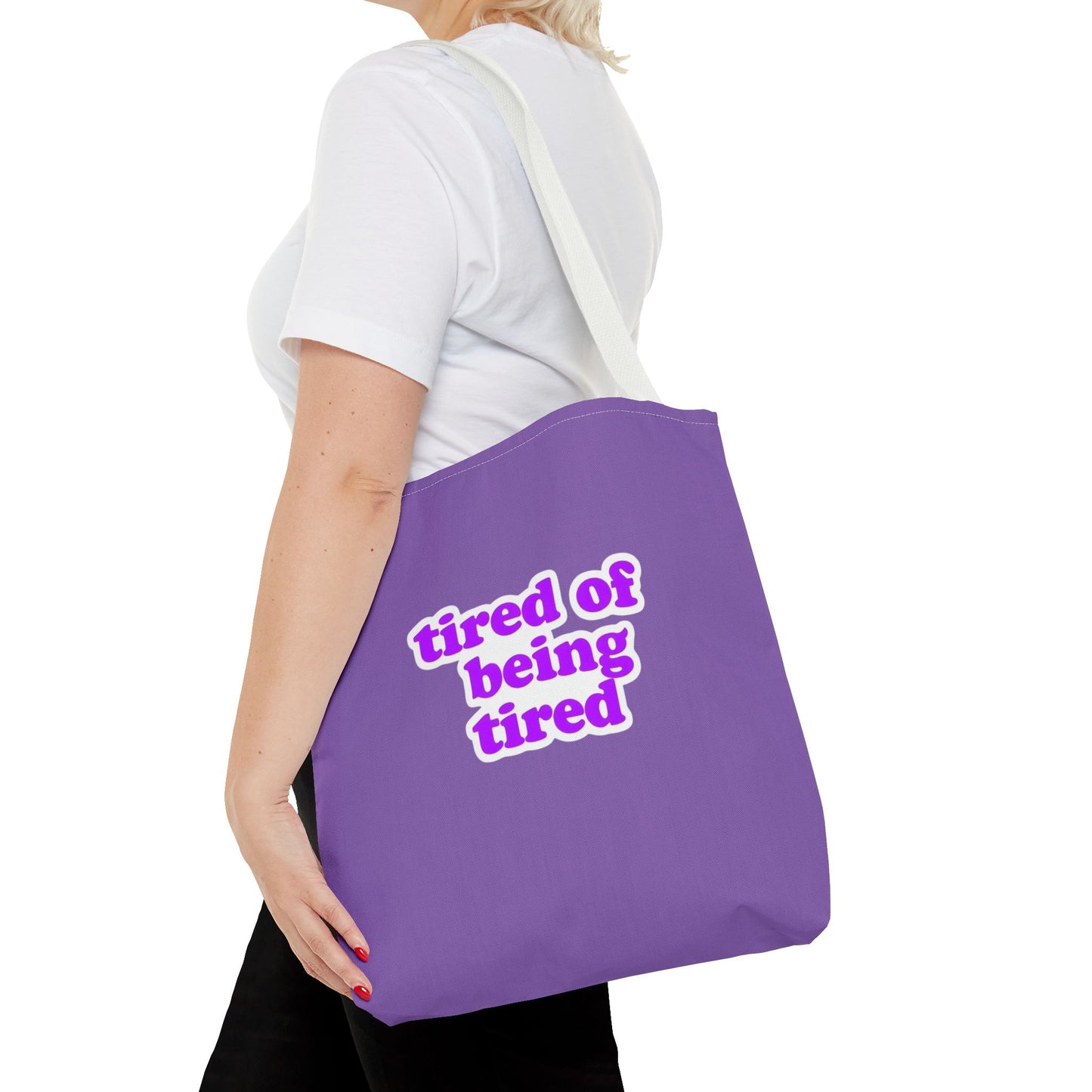 Autoimmune Disease Awareness Tote Bag - "tired of being tired" (Purple)