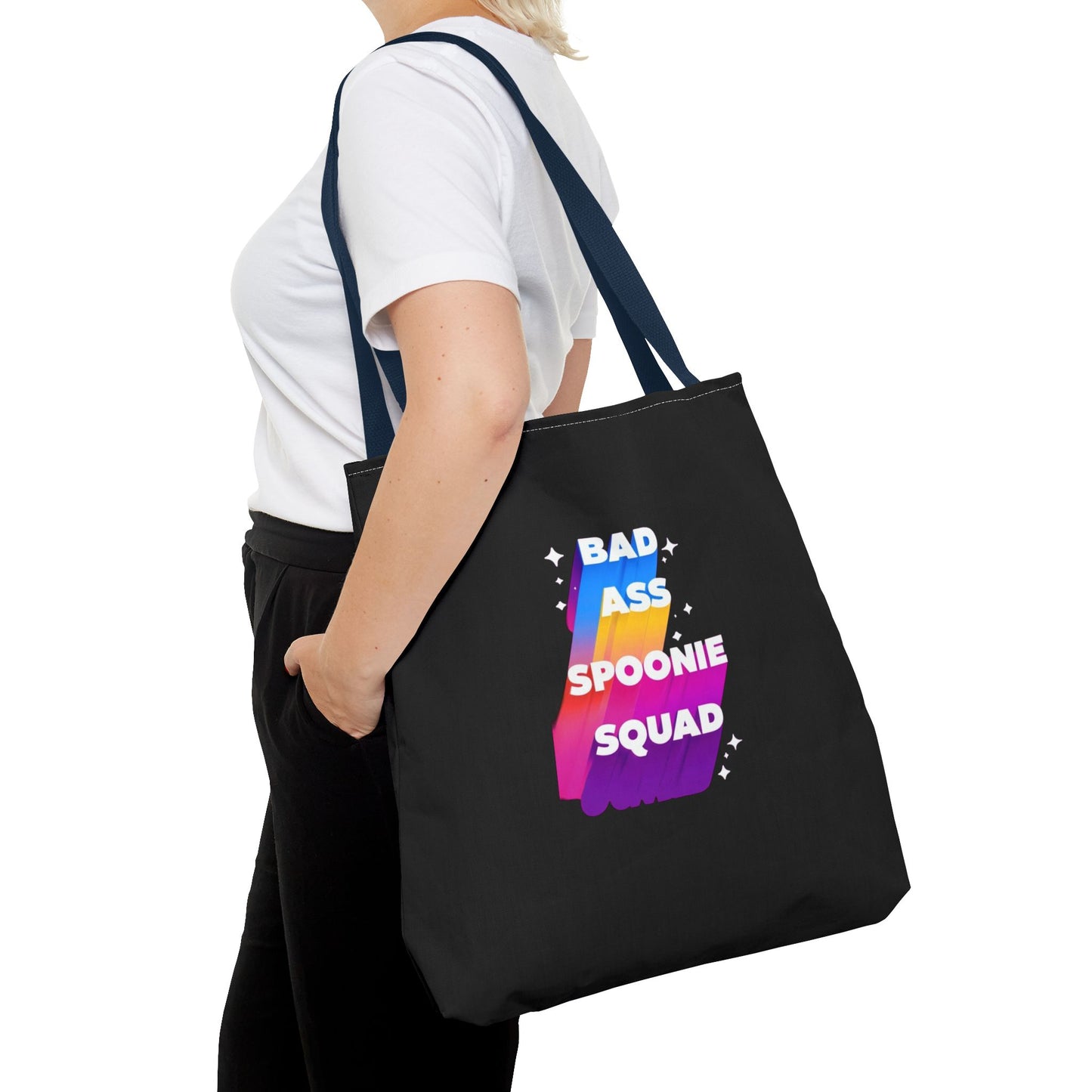 Autoimmune Disease Awareness Tote Bag - "Bad Ass Spoonie Squad" (Black)