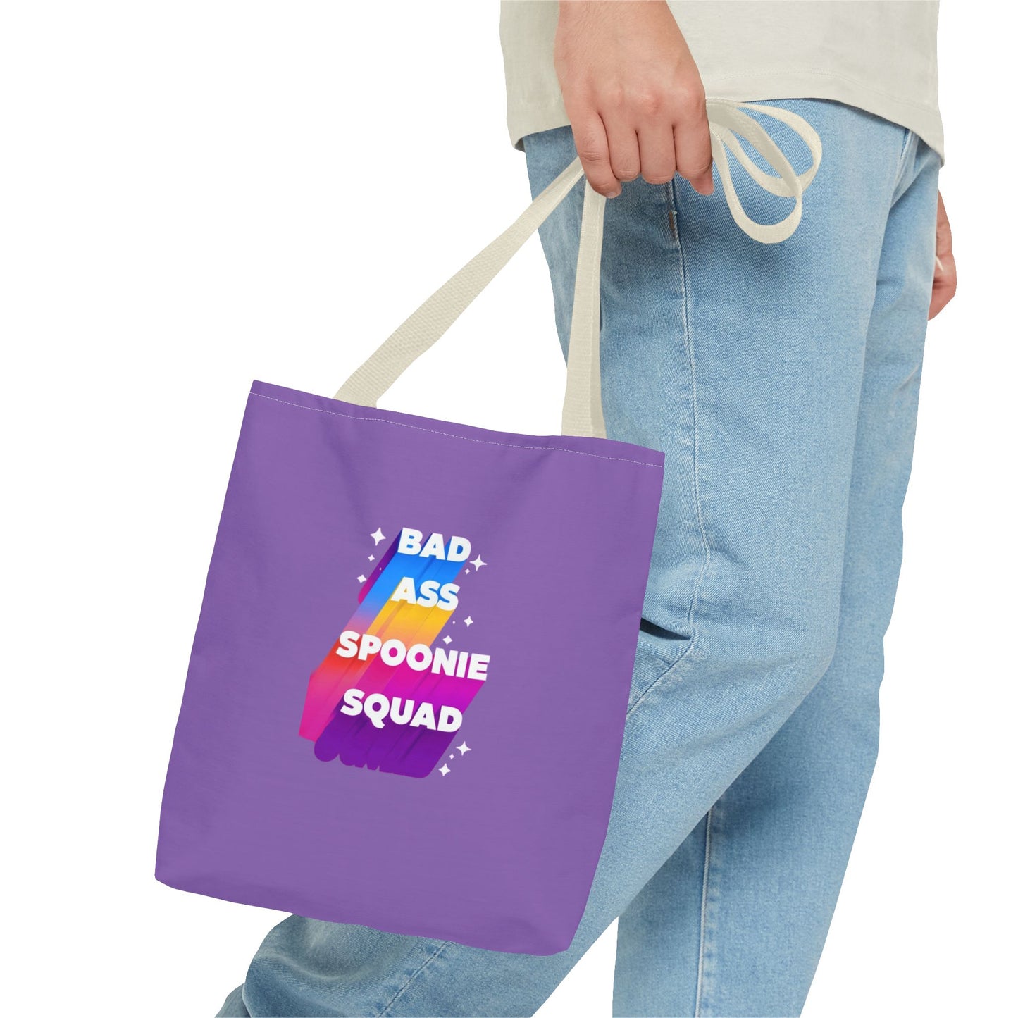 Autoimmune Disease Awareness Tote Bag - "Bad Ass Spoonie Squad" (Light Purple)
