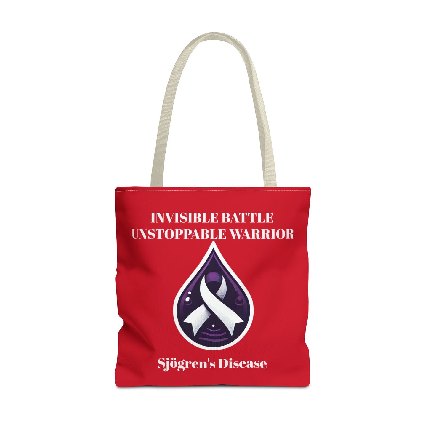 Invisible Battle Unstoppable Warrior Tote Bag - Sjögren's Disease Awareness (Red)
