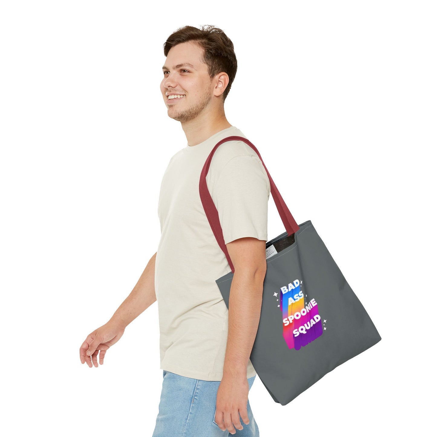 Autoimmune Disease Awareness Tote Bag - "Bad Ass Spoonie Squad" (Dark Grey)