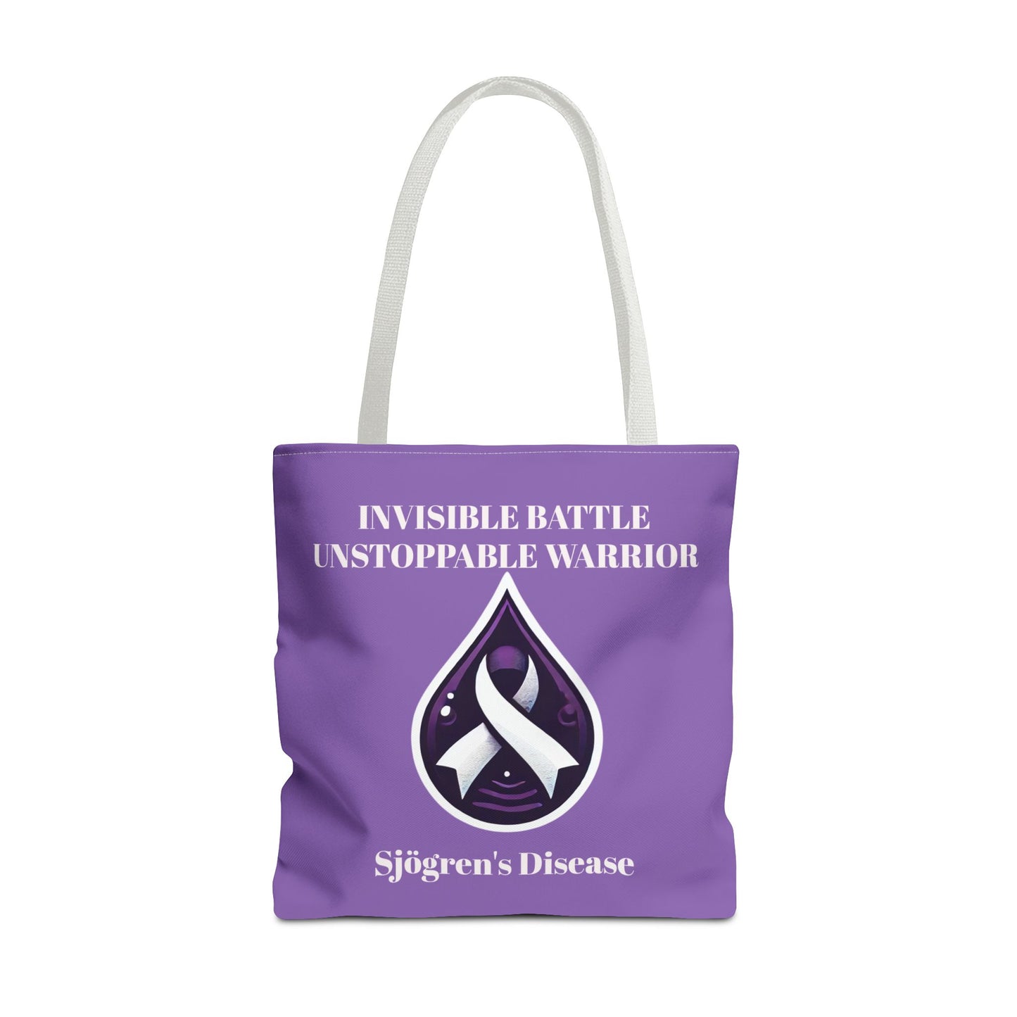 Invisible Battle Unstoppable Warrior Tote Bag - Sjögren's Disease Awareness (Purple)