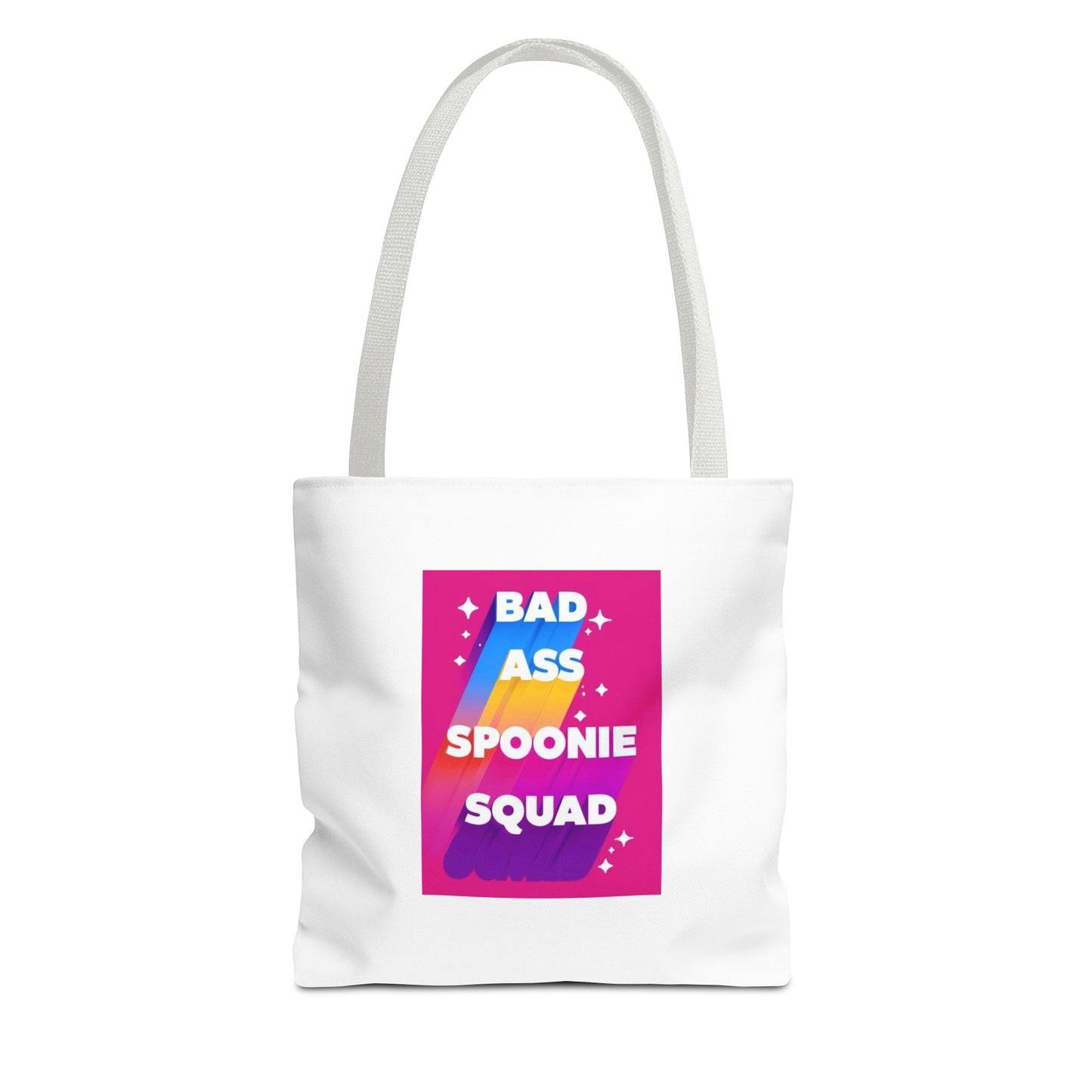 Autoimmune Disease Awareness Tote Bag - "Bad Ass Spoonie Squad" (White)