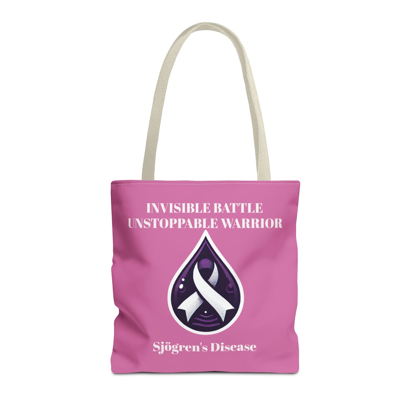 Invisible Battle Unstoppable Warrior Tote Bag - Sjögren's Disease Awareness (Light Pink)