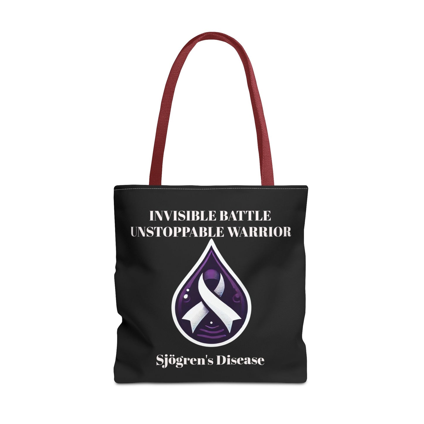 Invisible Battle Unstoppable Warrior Tote Bag - Sjögren's Disease Awareness (Black)