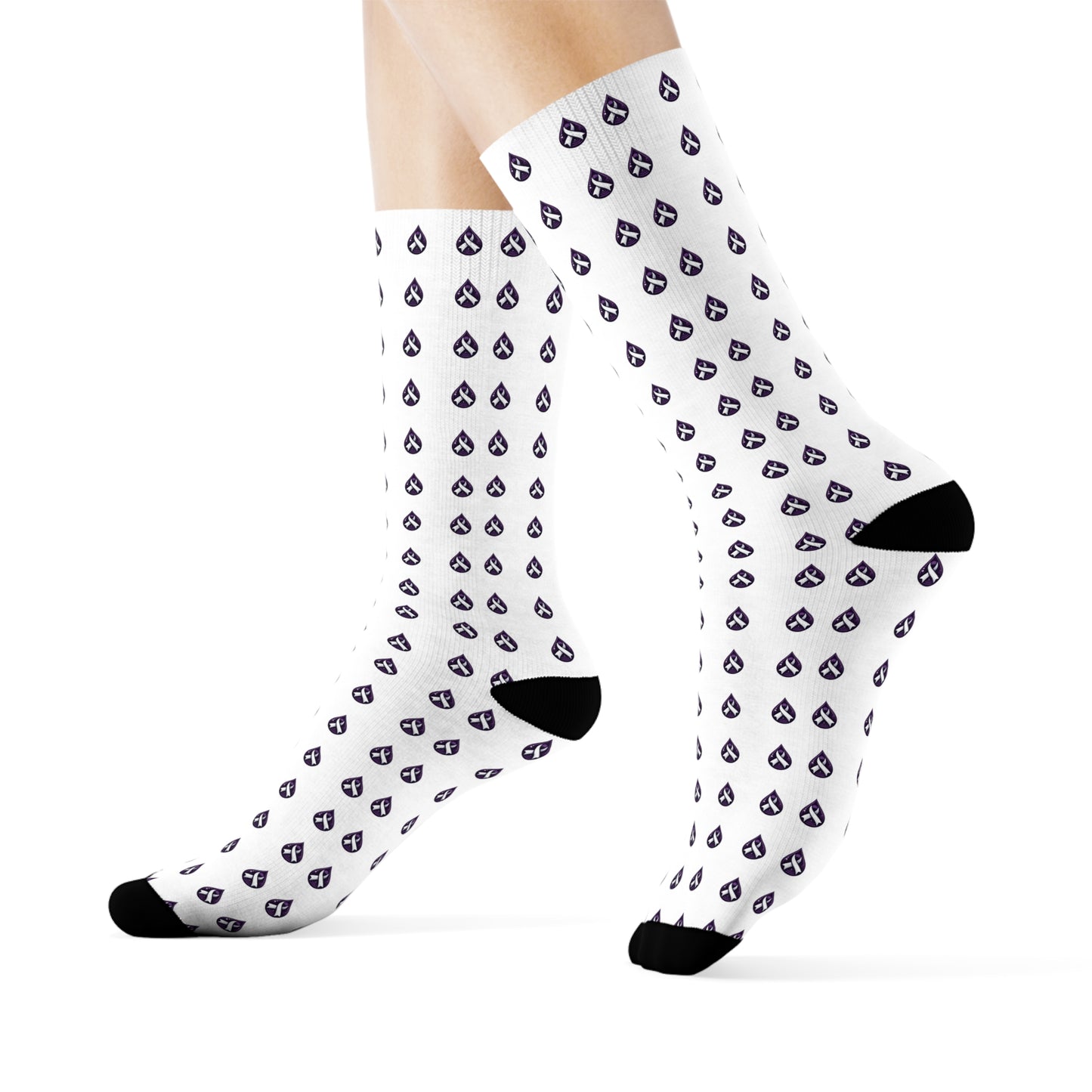 Sjögren's Disease Teardrop Pattern Crew Socks (White)