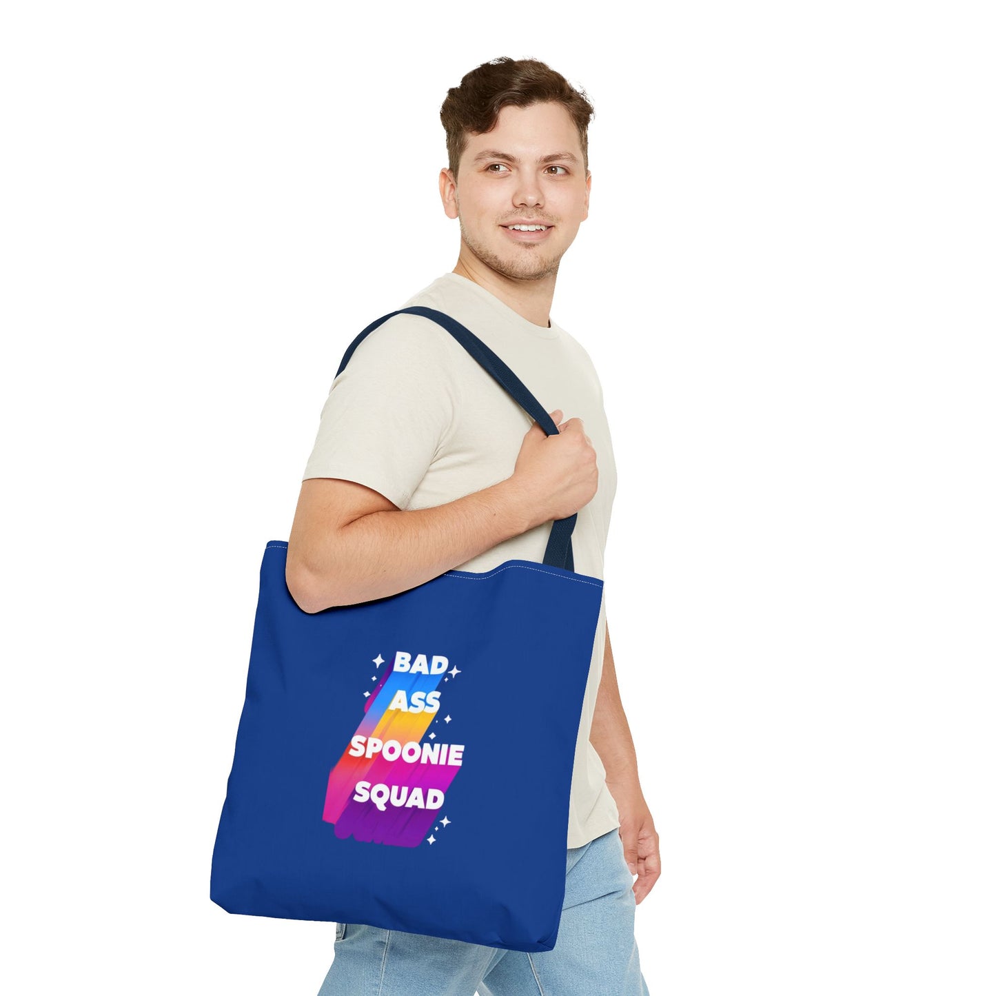 Autoimmune Disease Awareness Tote Bag - "Bad Ass Spoonie Squad" (Dark Blue)