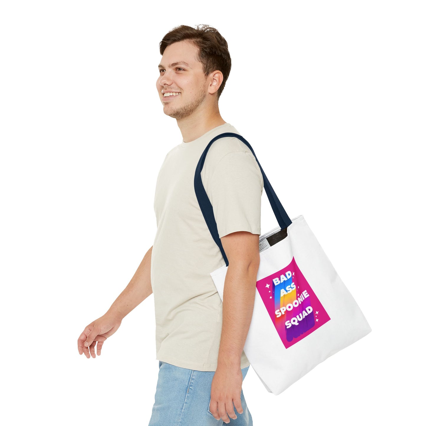 Autoimmune Disease Awareness Tote Bag - "Bad Ass Spoonie Squad" (White)