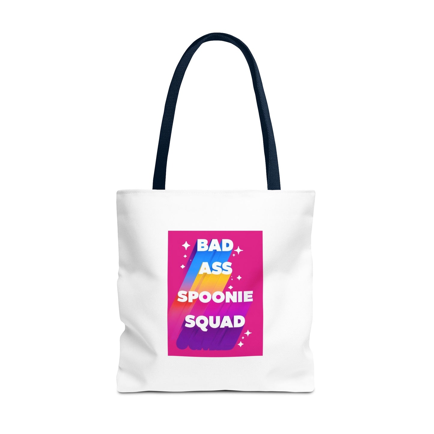 Autoimmune Disease Awareness Tote Bag - "Bad Ass Spoonie Squad" (White)