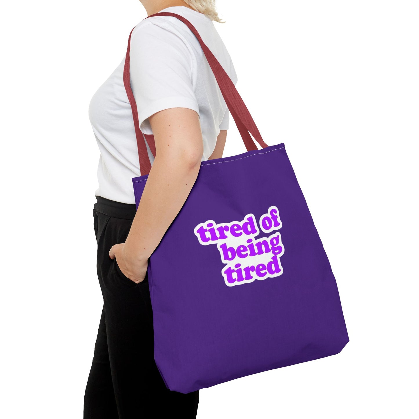 Autoimmune Disease Awareness Tote Bag - "tired of being tired" (Purple)
