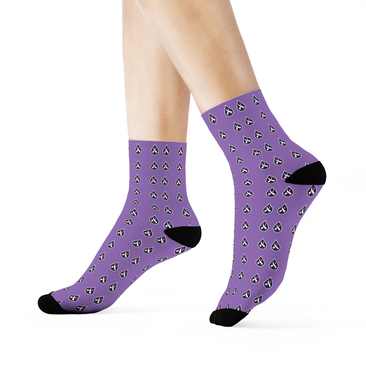 Sjögren's Disease Teardrop Pattern Crew Socks (Light Purple)