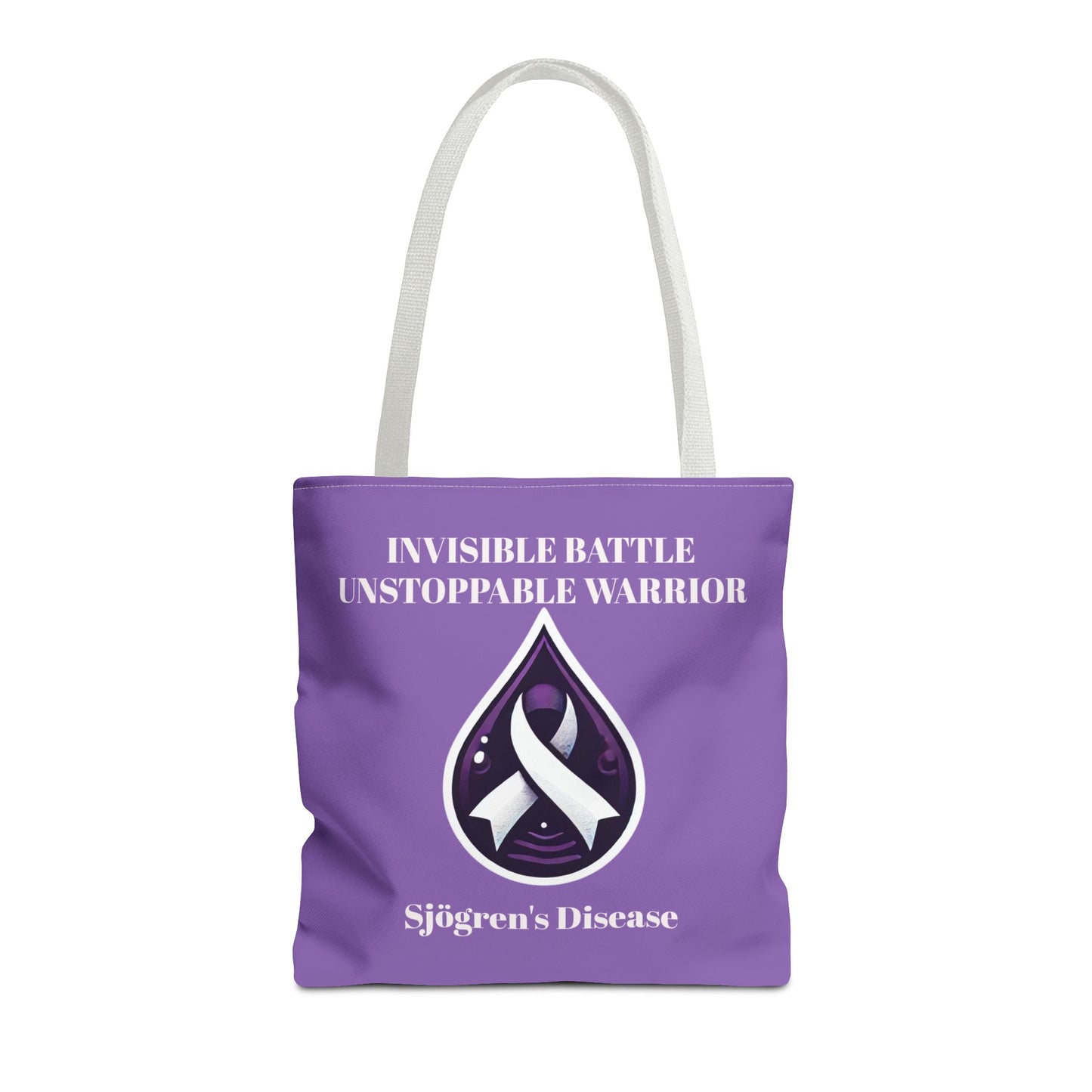 Invisible Battle Unstoppable Warrior Tote Bag - Sjögren's Disease Awareness (Purple)