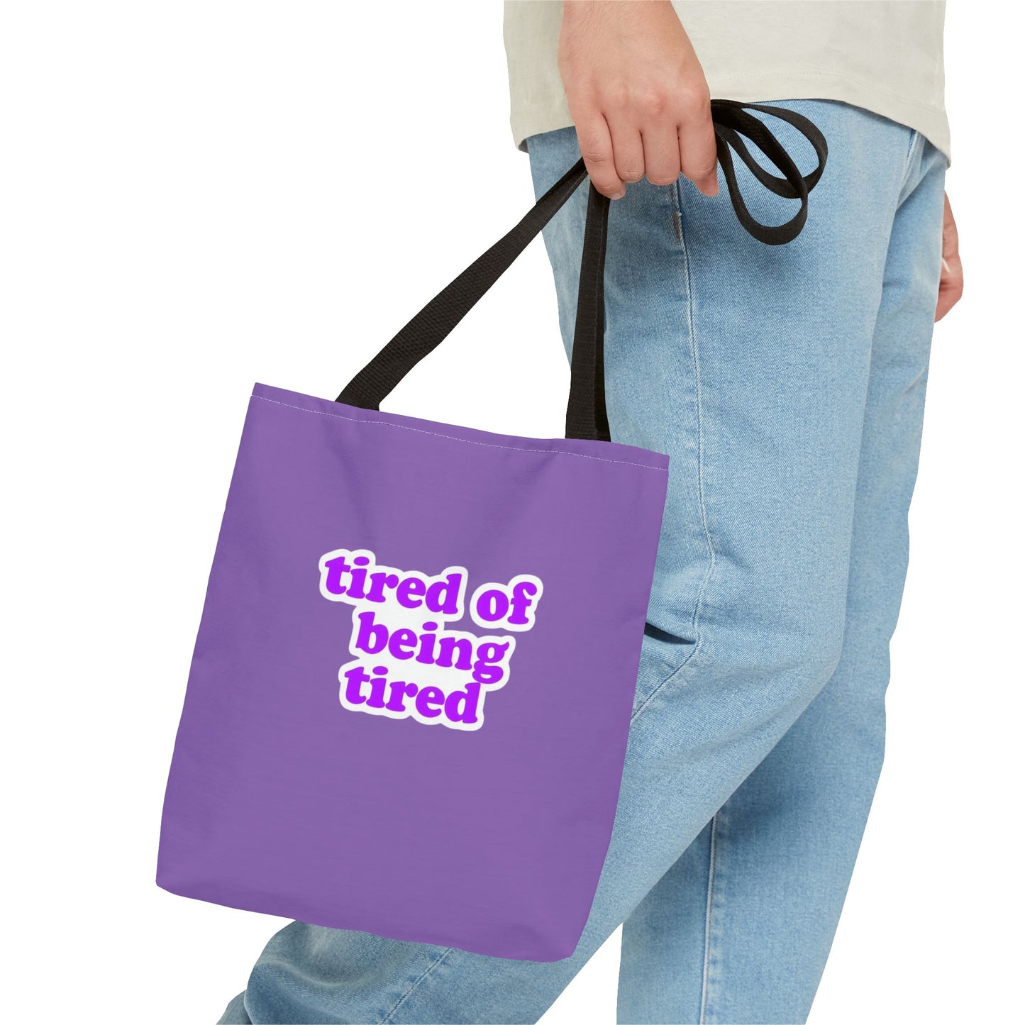 Autoimmune Disease Awareness Tote Bag - "tired of being tired" (Purple)