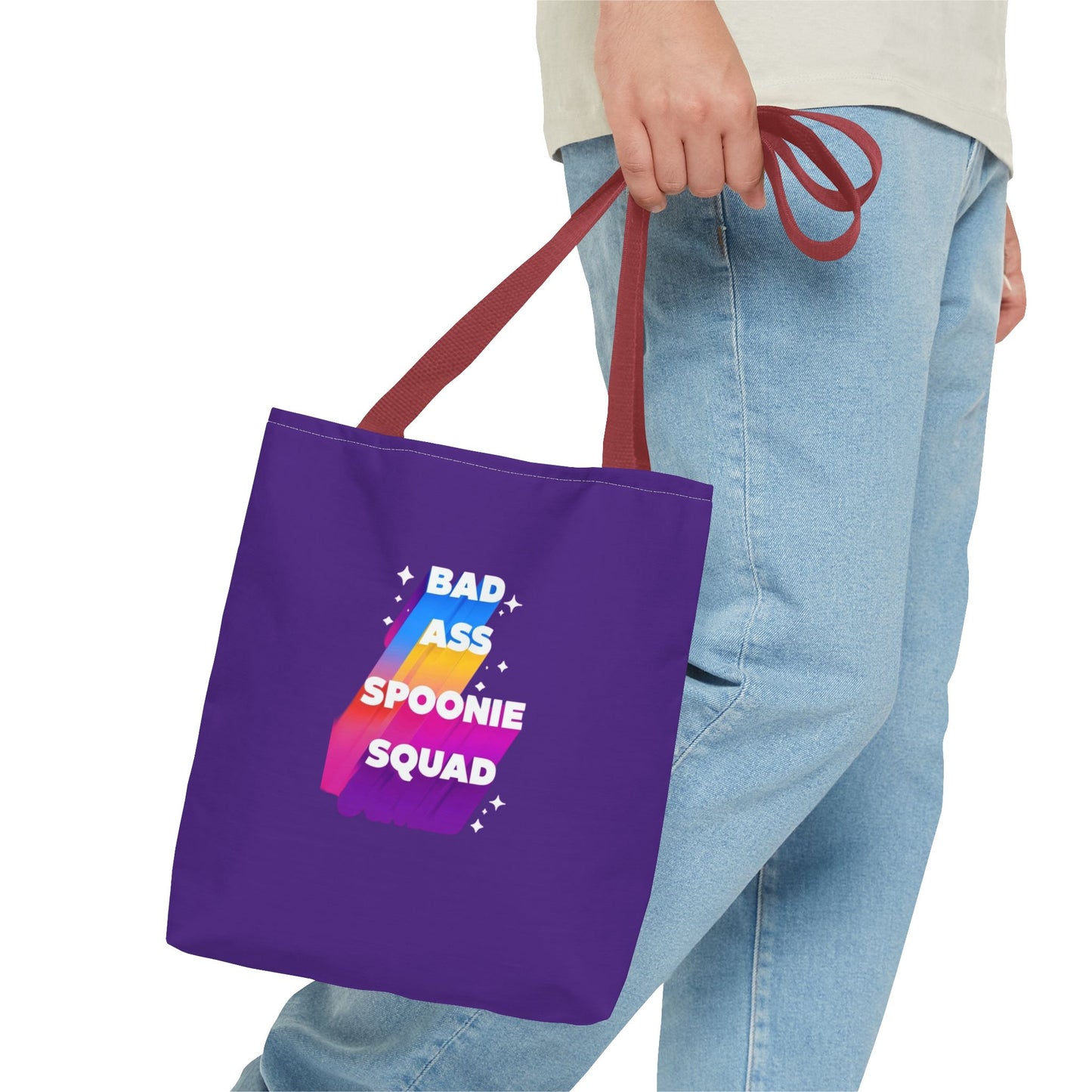 Autoimmune Disease Awareness Tote Bag - "Bad Ass Spoonie Squad" (Purple)