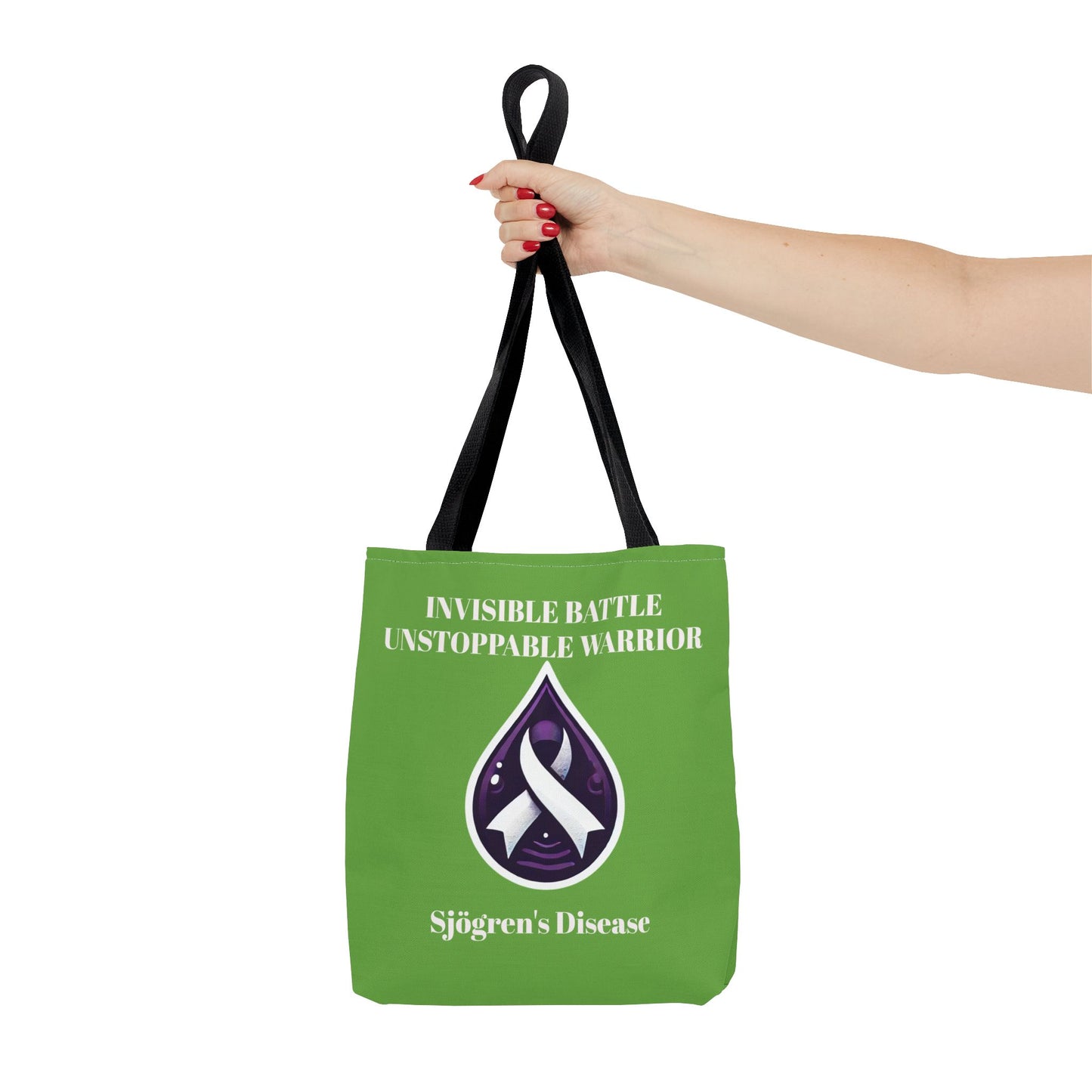 Invisible Battle Unstoppable Warrior Tote Bag - Sjögren's Disease Awareness (Green)