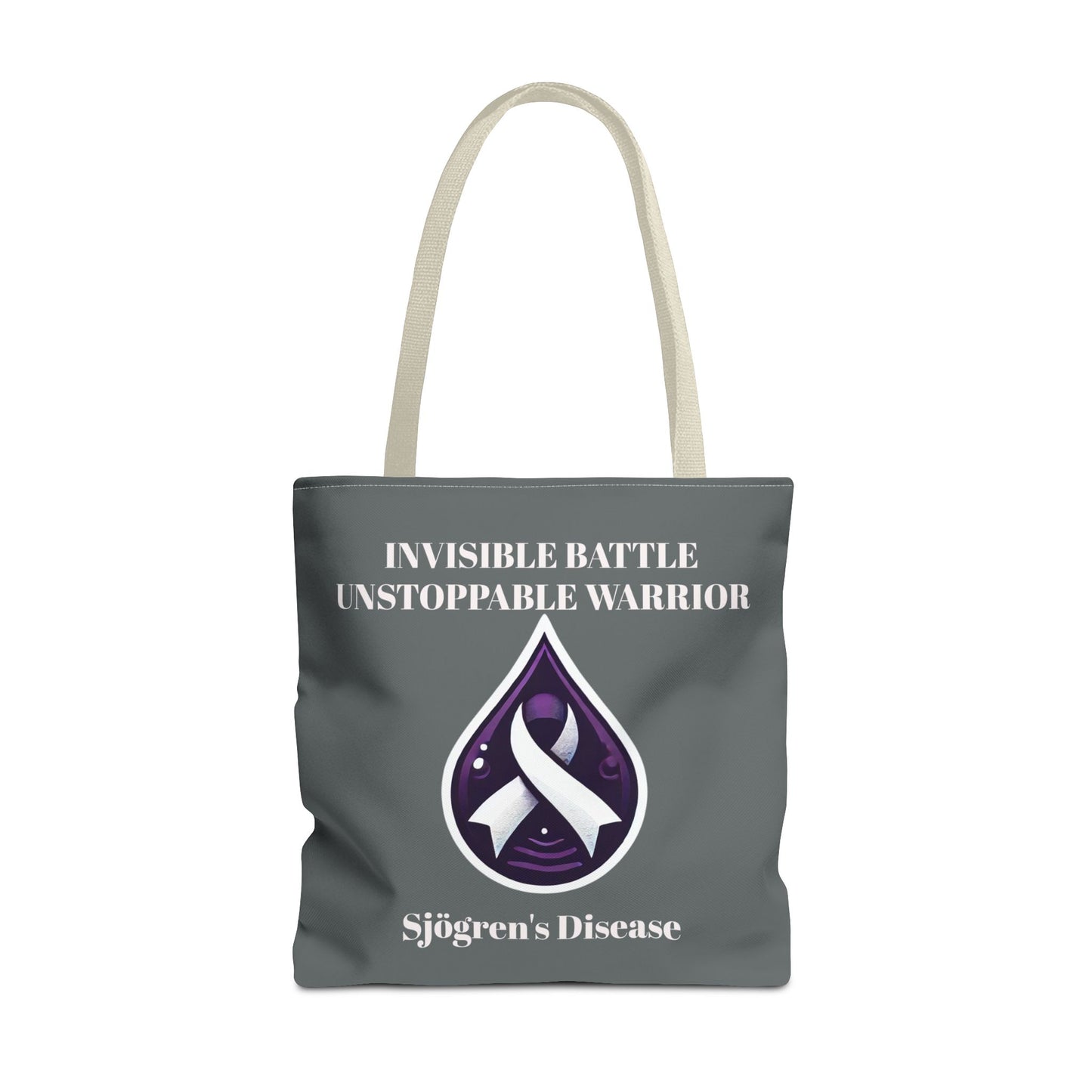 Invisible Battle Unstoppable Warrior Tote Bag - Sjögren's Disease Awareness (Dark Gray)