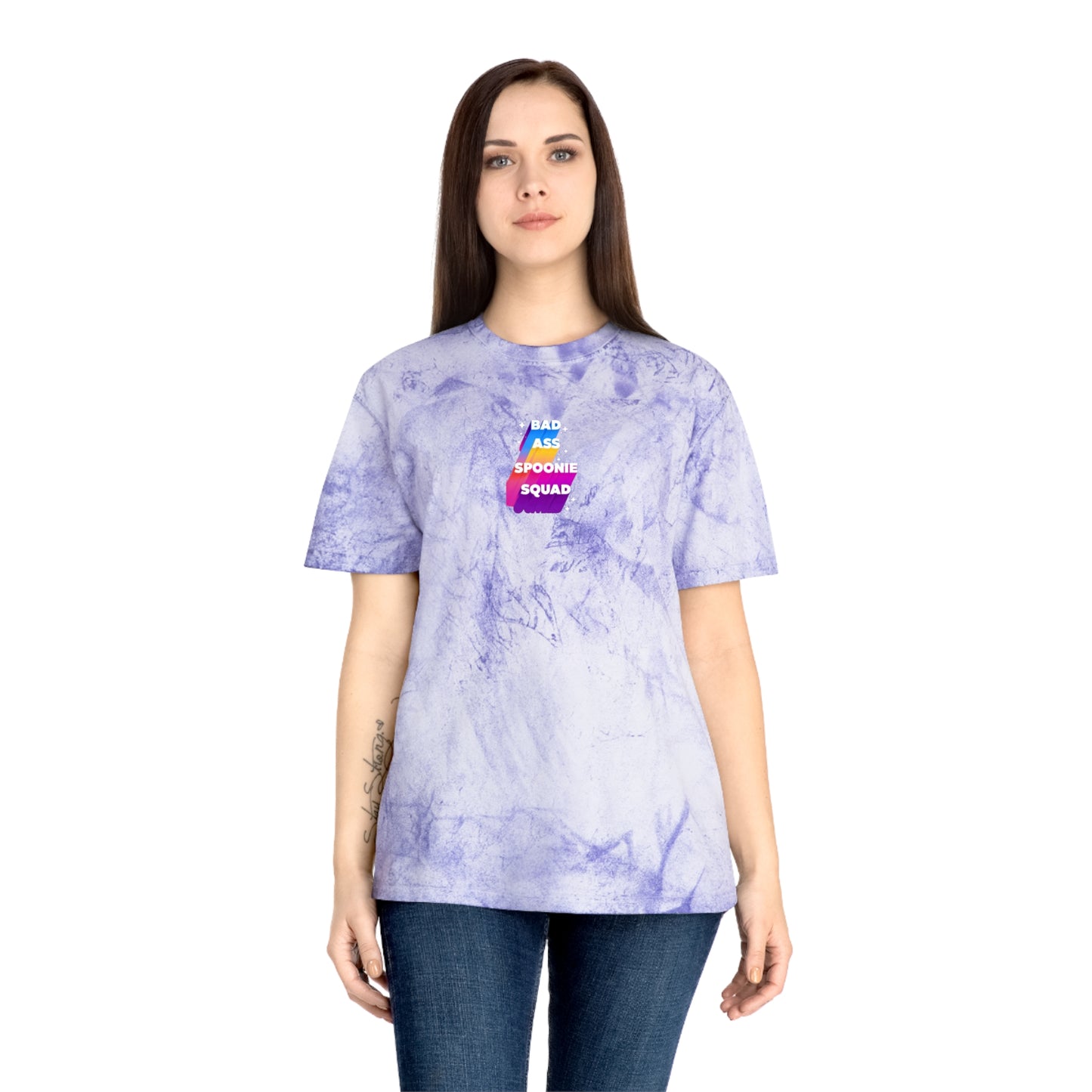 Unisex Color Blast T-Shirt - "Bad Ass Spoonie Squad" - Sjögren's Disease Awareness