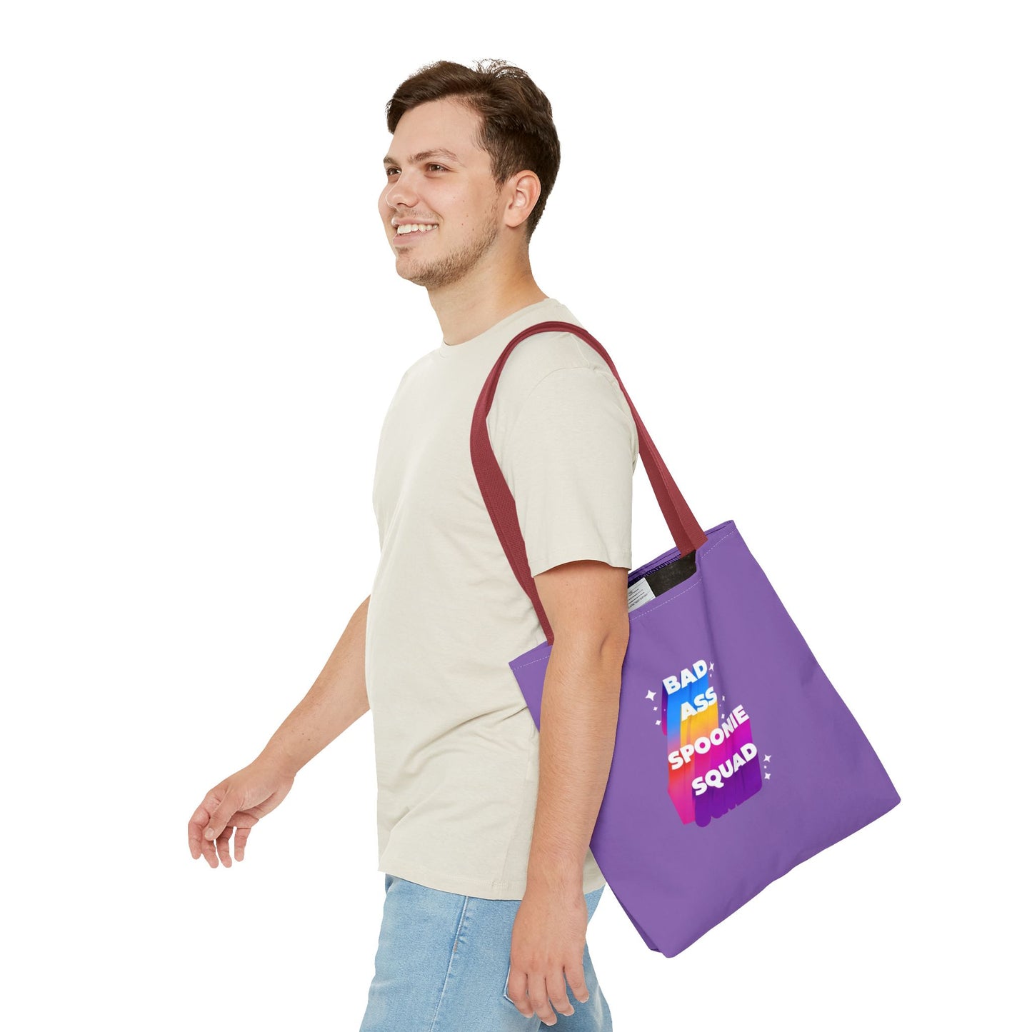 Autoimmune Disease Awareness Tote Bag - "Bad Ass Spoonie Squad" (Light Purple)
