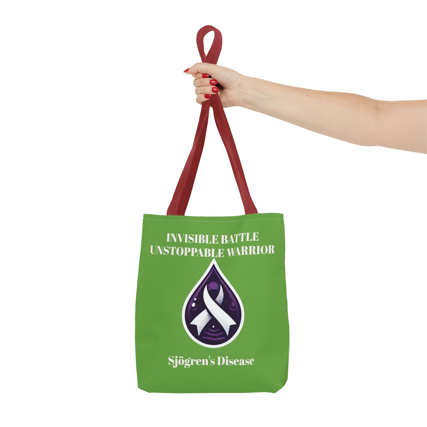 Invisible Battle Unstoppable Warrior Tote Bag - Sjögren's Disease Awareness (Green)