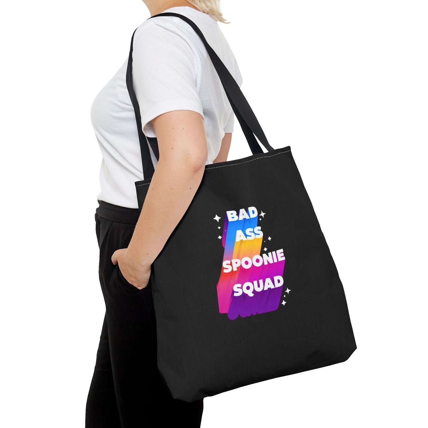 Autoimmune Disease Awareness Tote Bag - "Bad Ass Spoonie Squad" (Black)