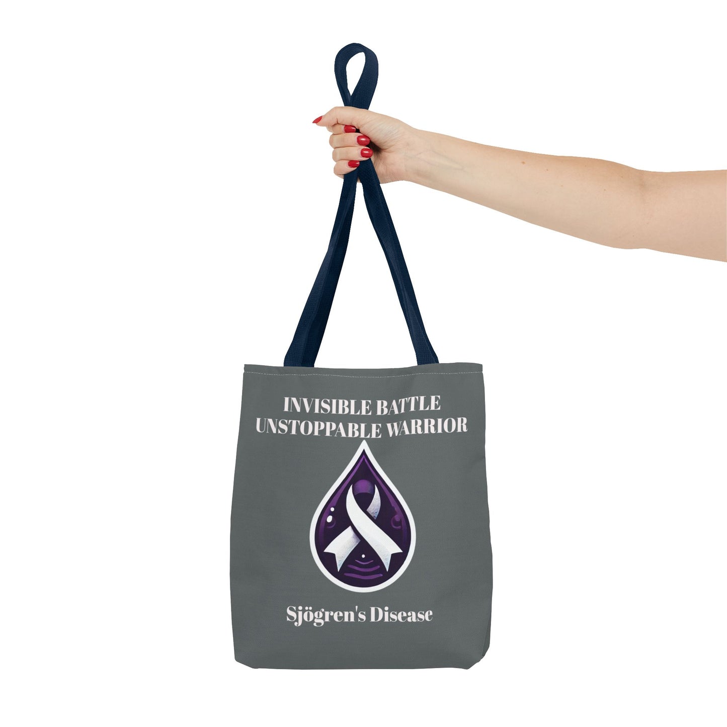 Invisible Battle Unstoppable Warrior Tote Bag - Sjögren's Disease Awareness (Dark Gray)