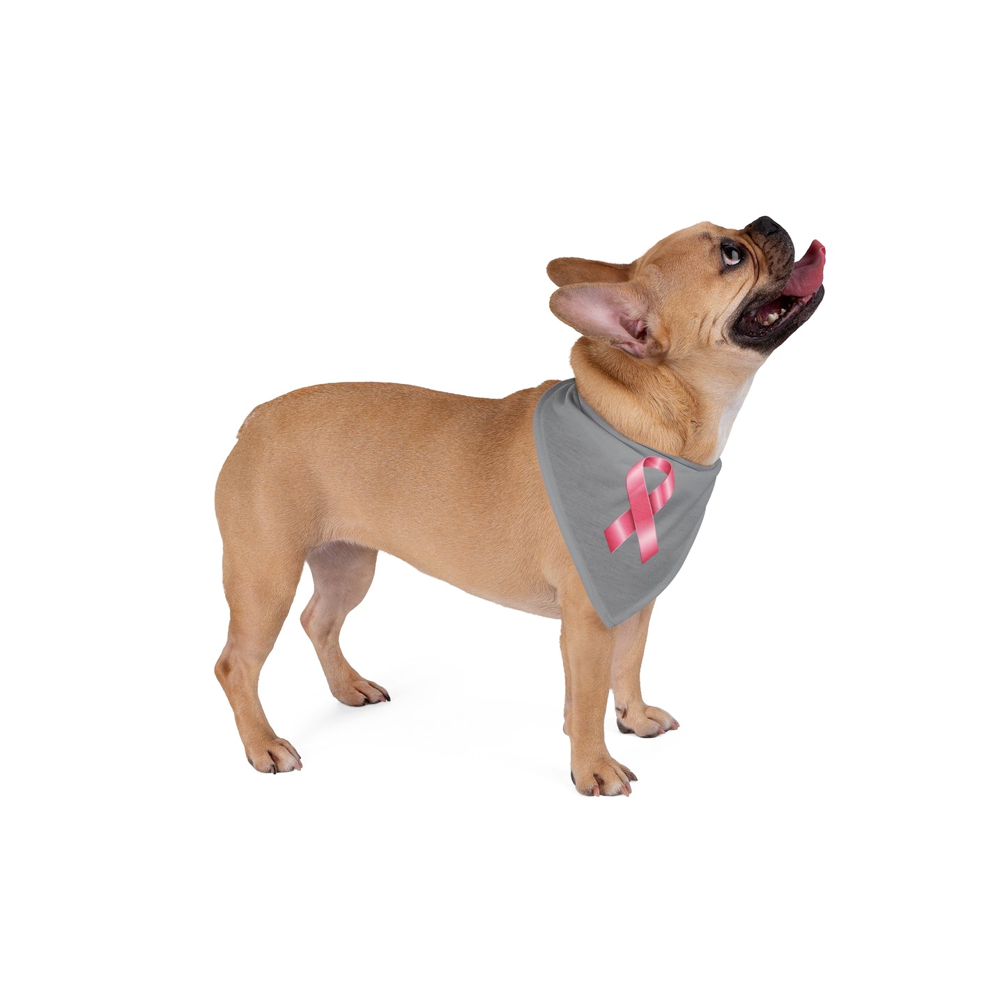 Breast Cancer Pet Bandana - Supportive Dog Accessory for Awareness Events (Gray)