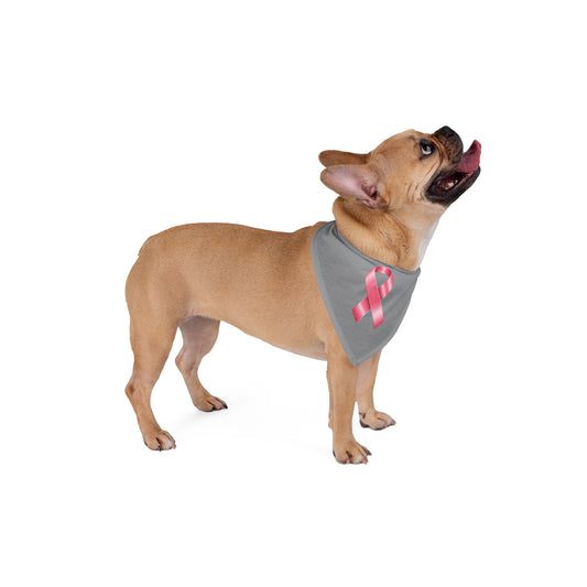 Breast Cancer Pet Bandana - Supportive Dog Accessory for Awareness Events (Gray)