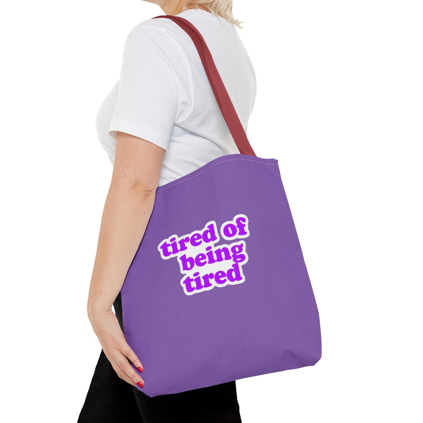 Autoimmune Disease Awareness Tote Bag - "tired of being tired" (Purple)