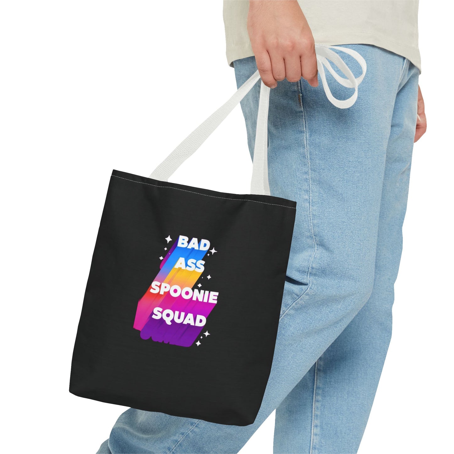 Autoimmune Disease Awareness Tote Bag - "Bad Ass Spoonie Squad" (Black)