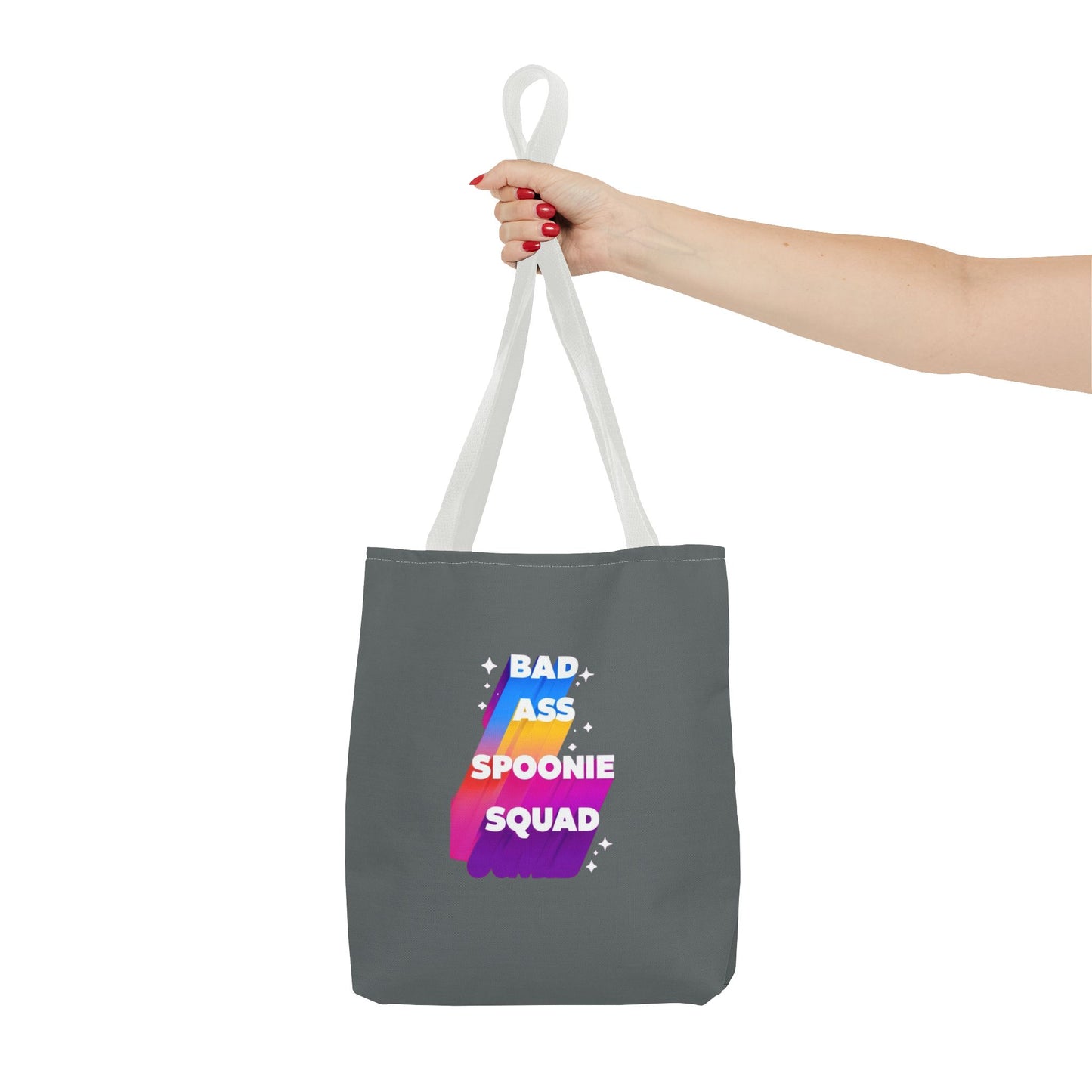 Autoimmune Disease Awareness Tote Bag - "Bad Ass Spoonie Squad" (Dark Grey)