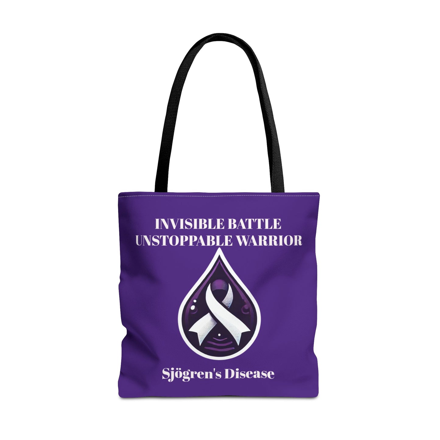 Invisible Battle Unstoppable Warrior Tote Bag - Sjögren's Disease Awareness (Dark Purple)