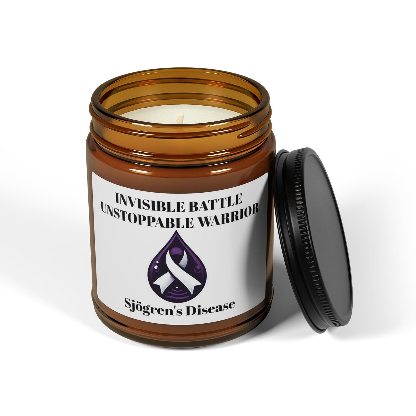 Scented Soy Candle - Invisible Battle Unstoppable Warrior - Sjögren's Disease Awareness