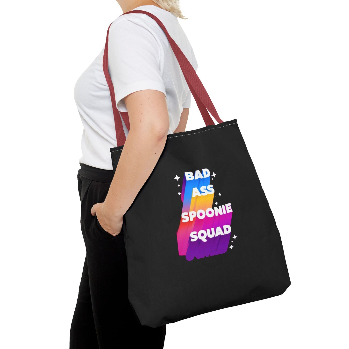 Autoimmune Disease Awareness Tote Bag - "Bad Ass Spoonie Squad" (Black)