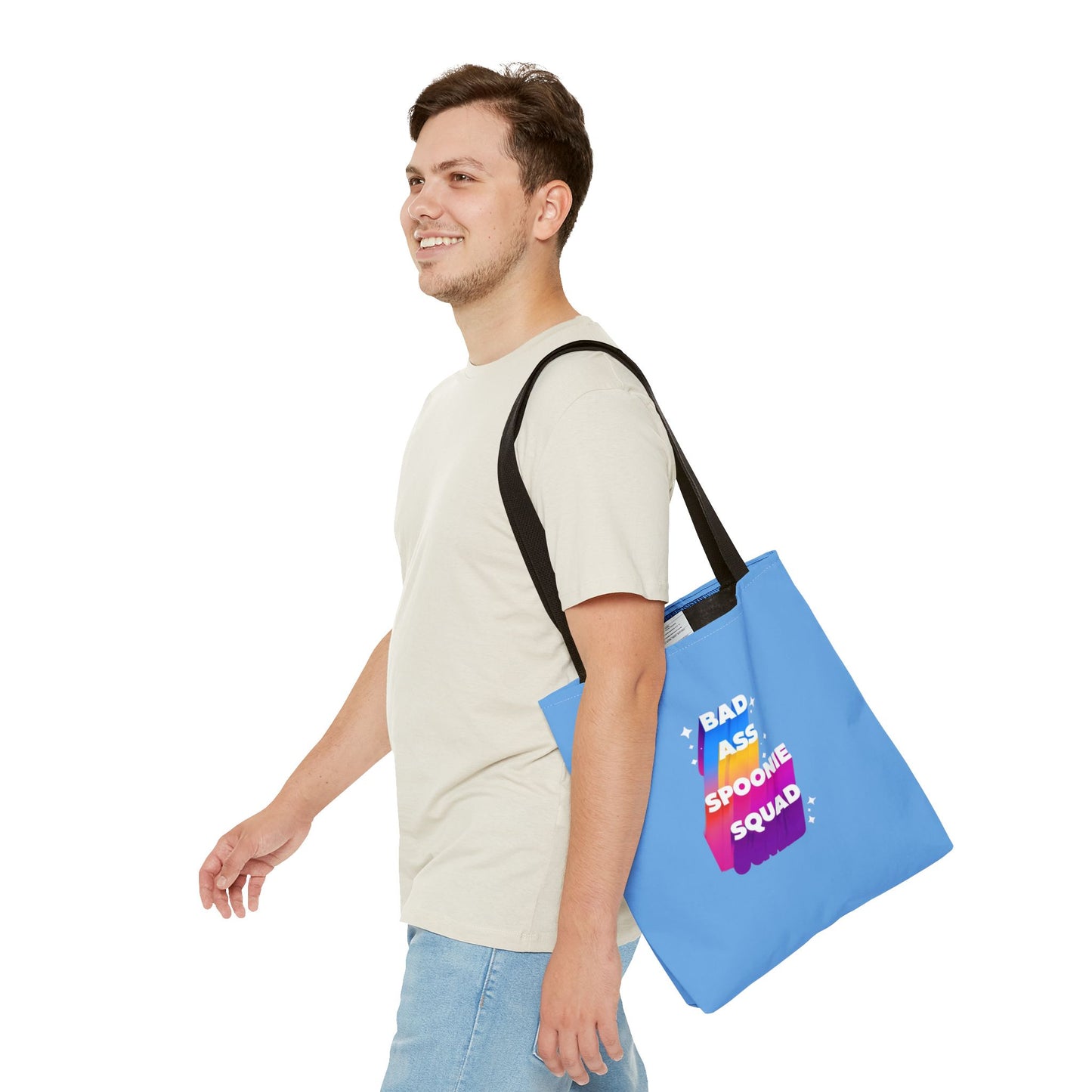 Autoimmune Disease Awareness Tote Bag - "Big Ass Spoonie Squad" (Light Blue)