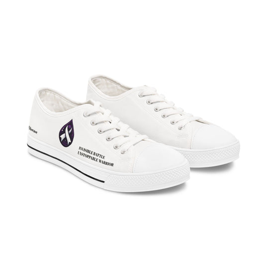 Inspirational Women's Low Top Sneakers - Unstoppable Warrior Design (White)