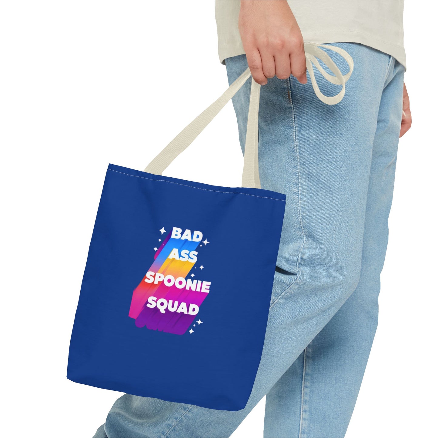 Autoimmune Disease Awareness Tote Bag - "Bad Ass Spoonie Squad" (Dark Blue)
