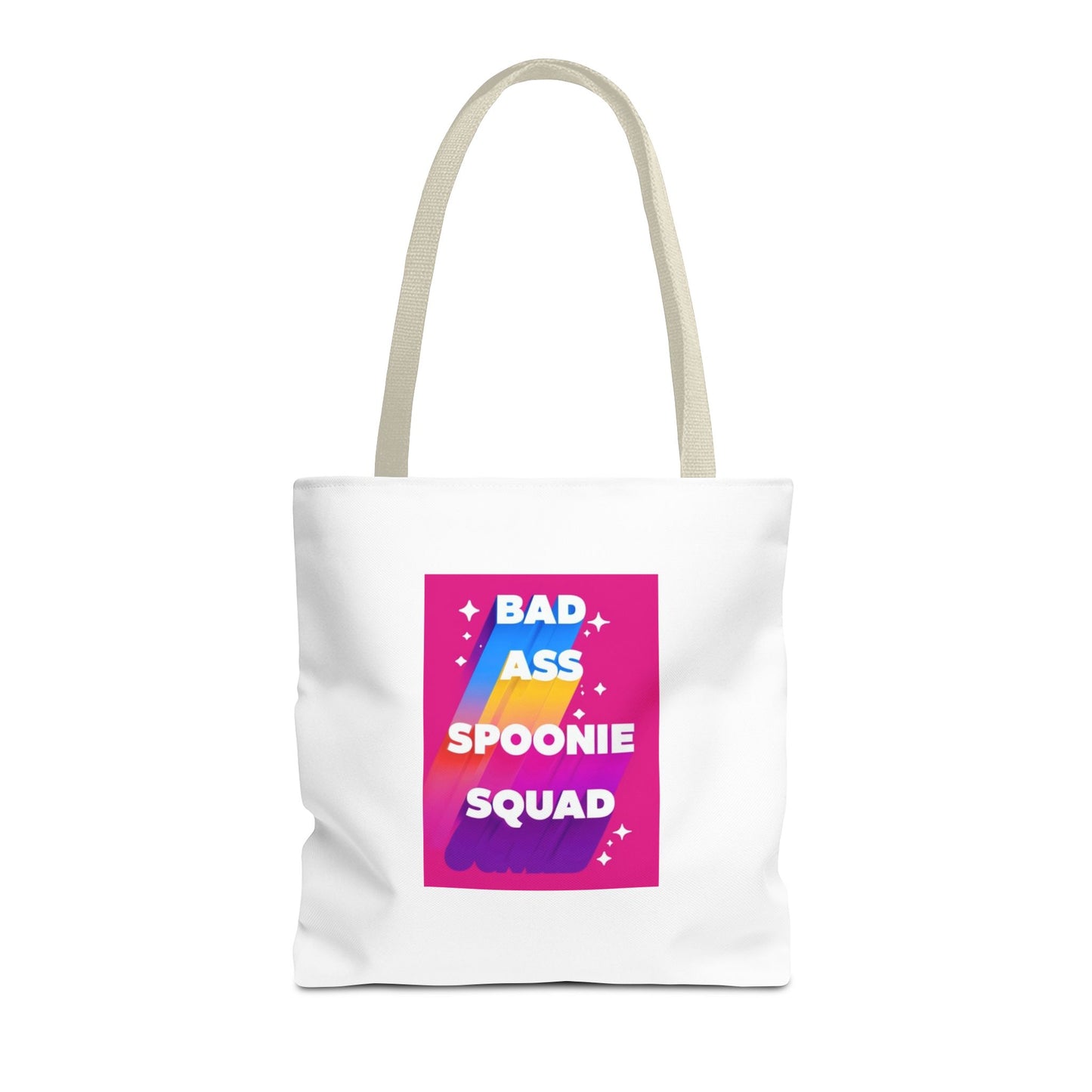 Autoimmune Disease Awareness Tote Bag - "Bad Ass Spoonie Squad" (White)