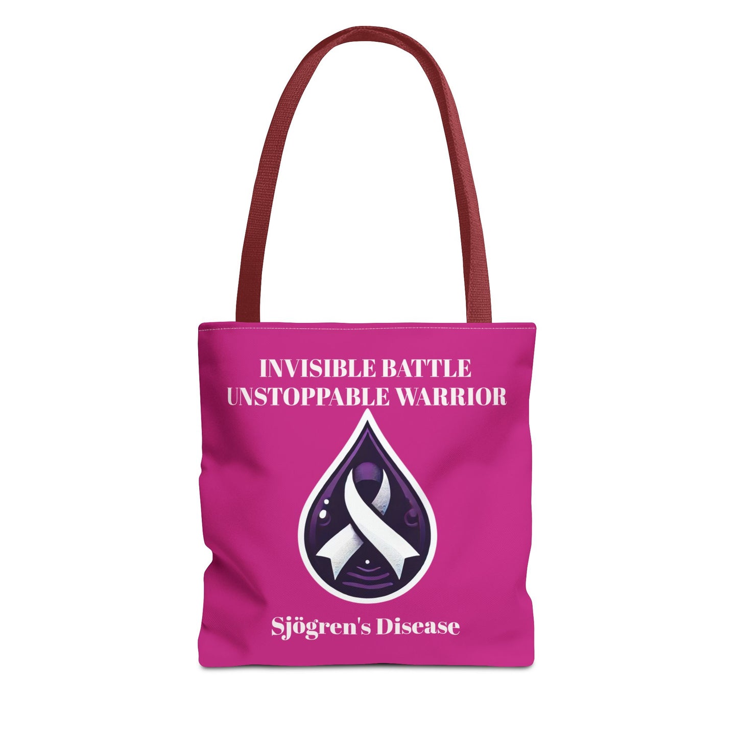 Invisible Battle Unstoppable Warrior Tote Bag - Sjögren's Disease Awareness (Dark Pink)