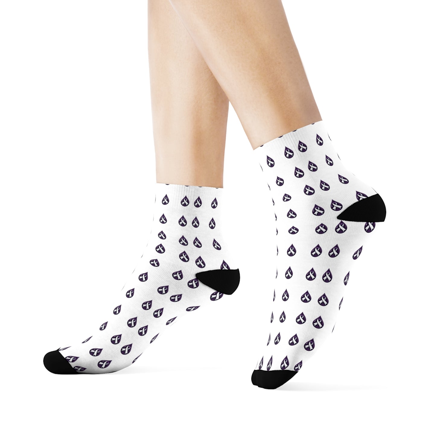 Sjögren's Disease Teardrop Pattern Crew Socks (White)