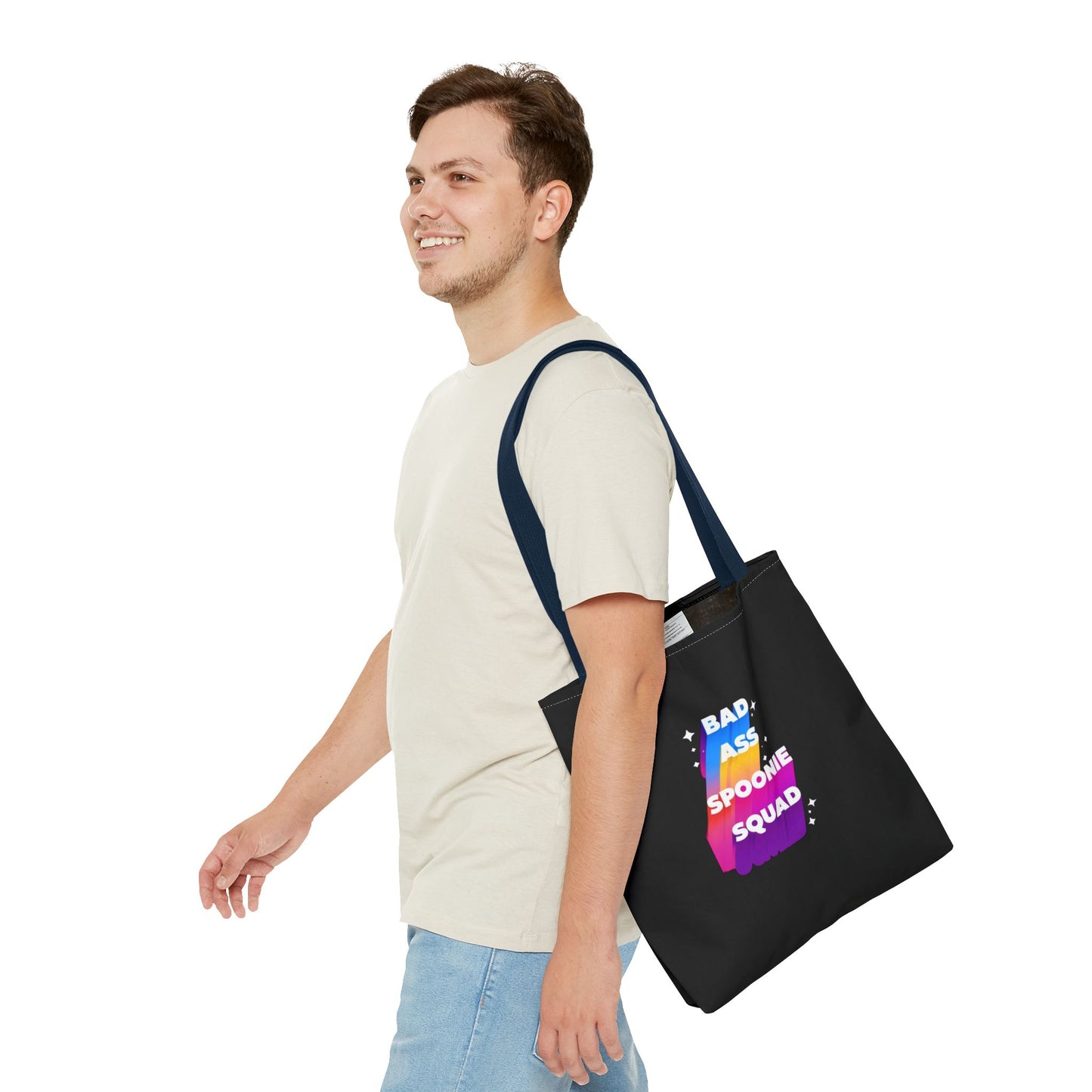 Autoimmune Disease Awareness Tote Bag - "Bad Ass Spoonie Squad" (Black)