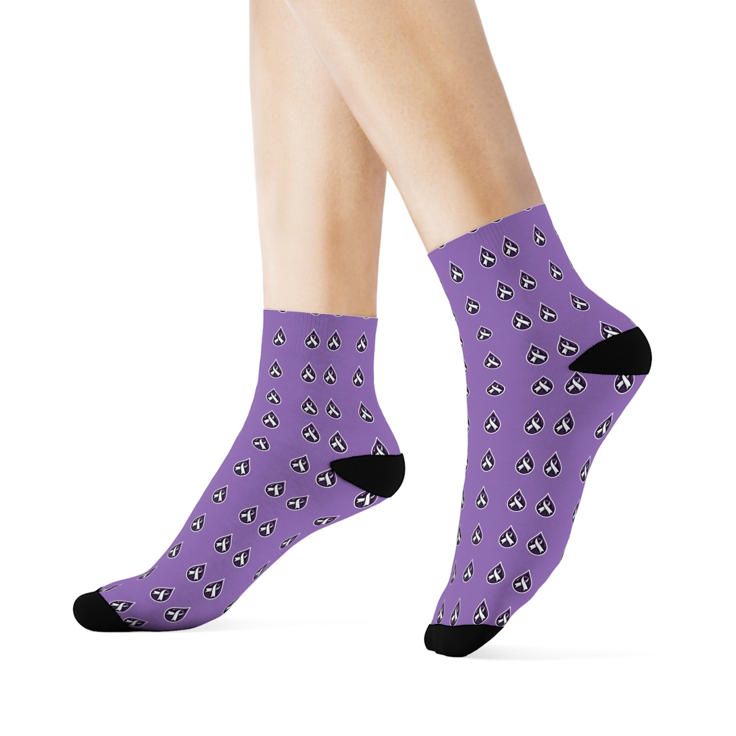 Sjögren's Disease Teardrop Pattern Crew Socks (Light Purple)