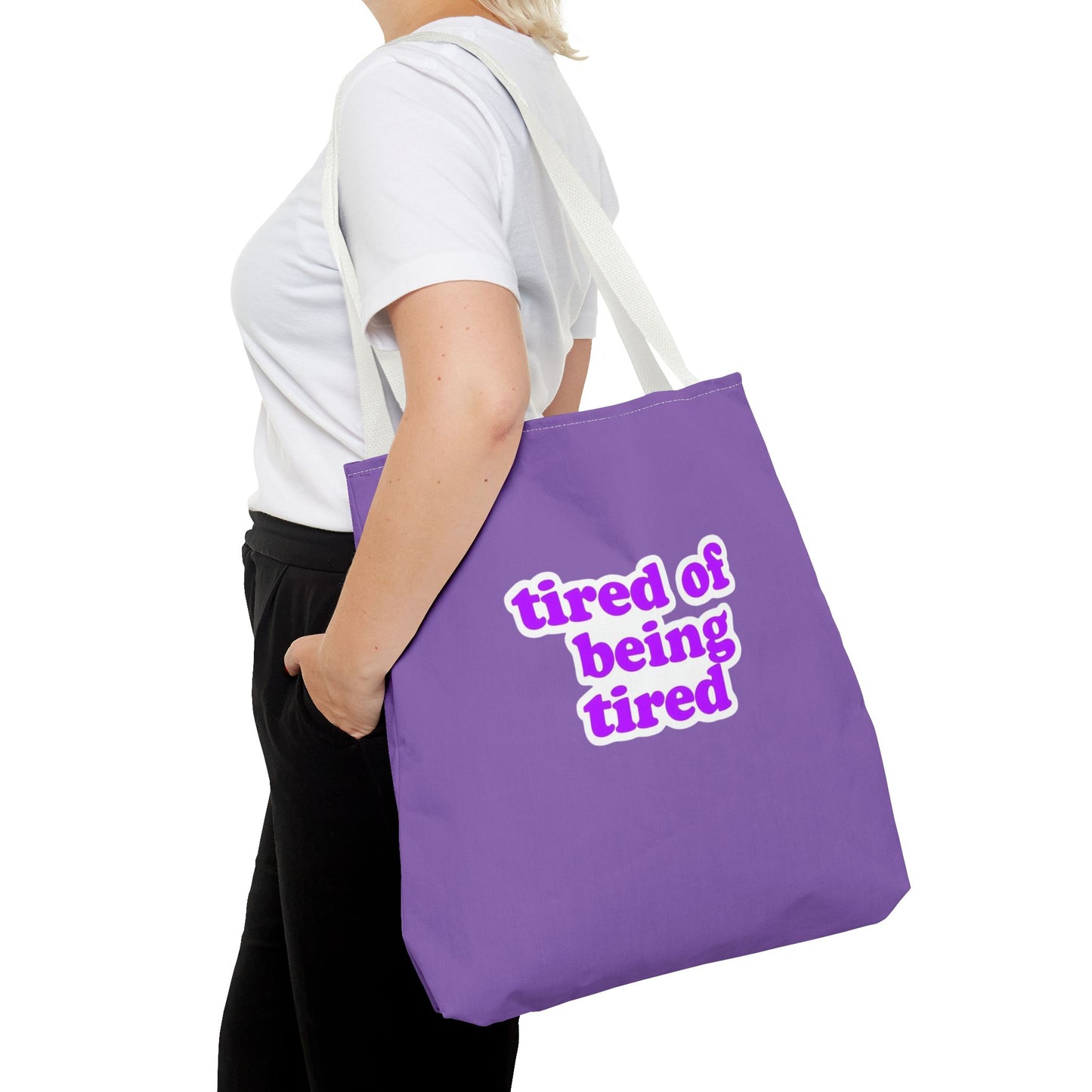 Autoimmune Disease Awareness Tote Bag - "tired of being tired" (Purple)