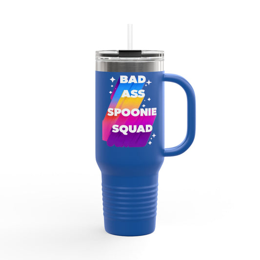 Autoimmune Disease Awareness Insulated Travel Mug – "Bad Ass Spoonie Squad", 40oz