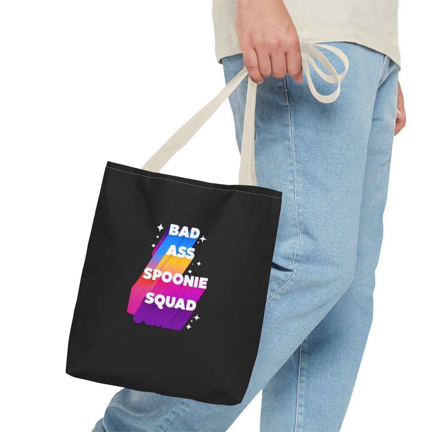 Autoimmune Disease Awareness Tote Bag - "Bad Ass Spoonie Squad" (Black)