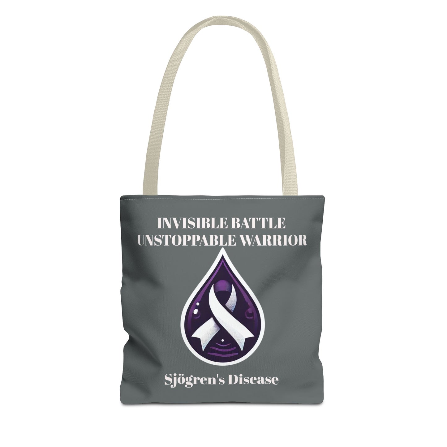 Invisible Battle Unstoppable Warrior Tote Bag - Sjögren's Disease Awareness (Dark Gray)