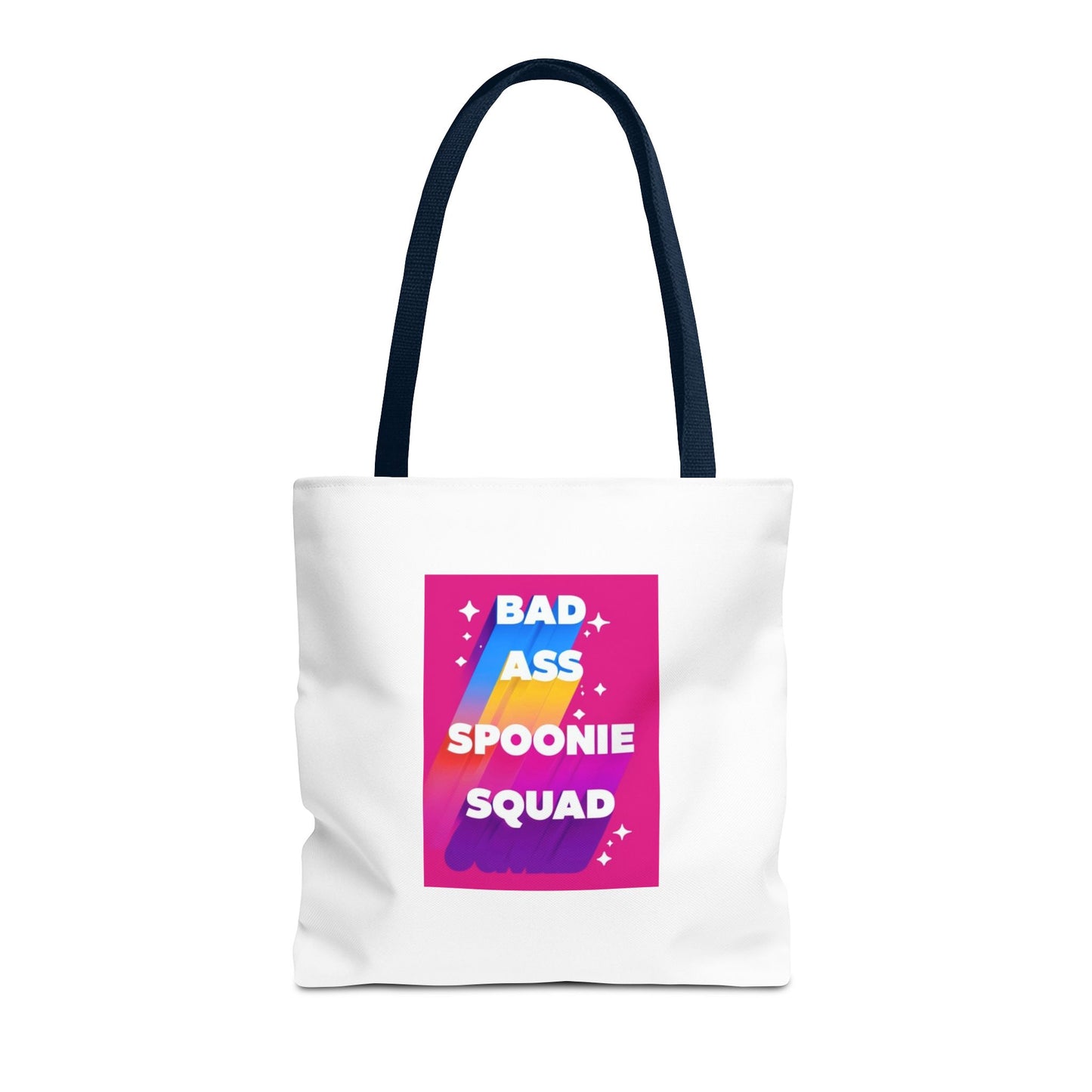 Autoimmune Disease Awareness Tote Bag - "Bad Ass Spoonie Squad" (White)