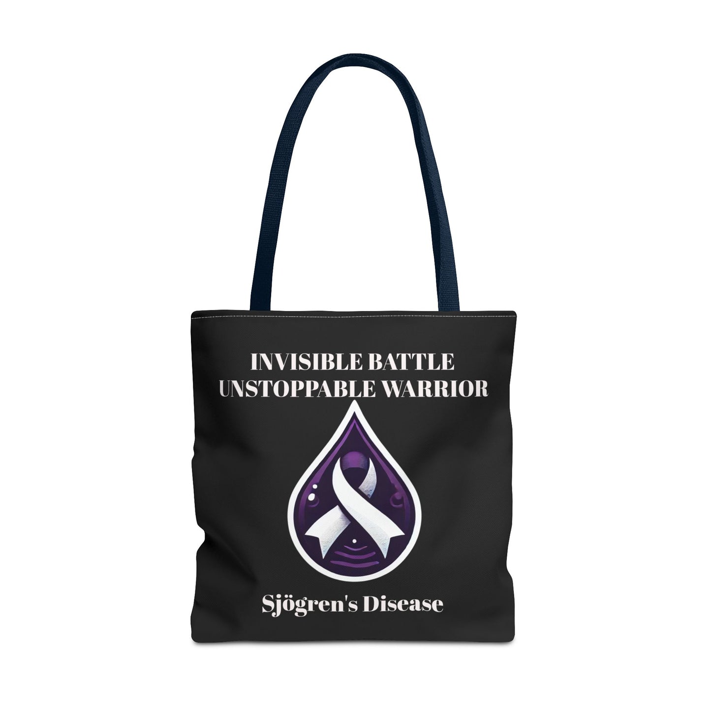 Invisible Battle Unstoppable Warrior Tote Bag - Sjögren's Disease Awareness (Black)